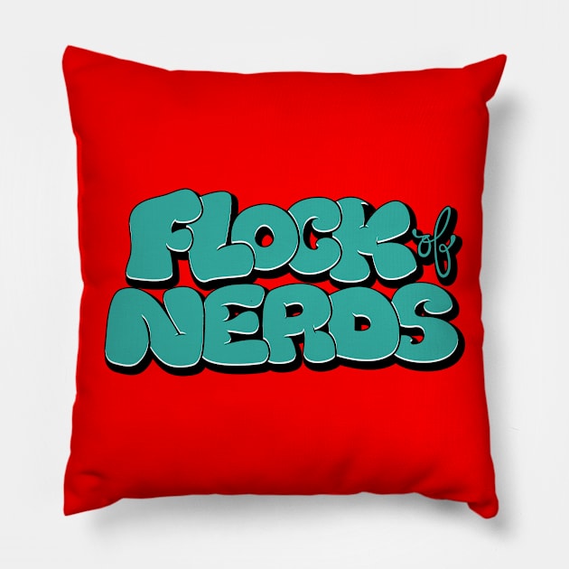 Flock of Nerds - Bubble Teal Pillow by FlockOfNerds