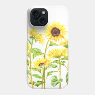 yellow sunflower painting 2020 version 2 watercolor painting Phone Case