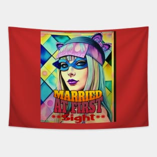 Married at First Sight, girl wearing goofy specs and hat Tapestry