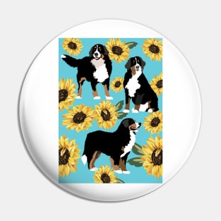 Bernese Mountain Dog and Sunflowers Pin