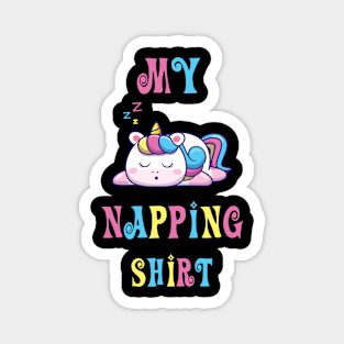 napping shirt for girls wtih cute sleeping unicorn Magnet