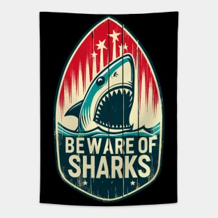 Beware of Sharks retro Tapestry