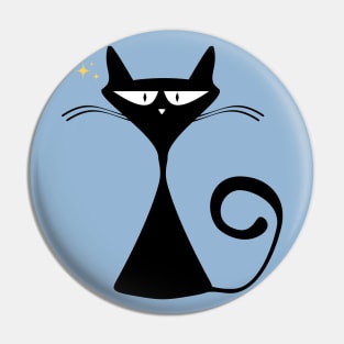 Retro Mid Century Modern Atomic Funny Black Cat Mom Gift Pin