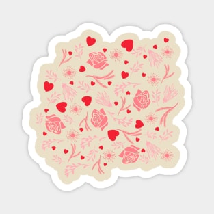 Hearts and Flowers- Rose Dandelion Leaves Magnet