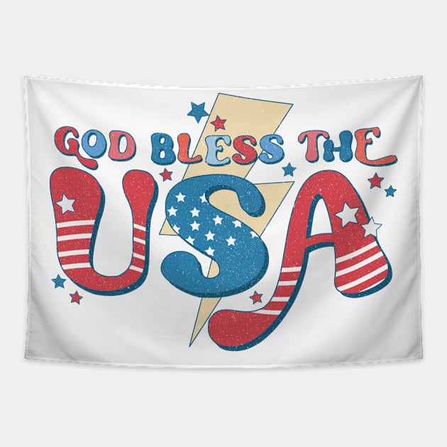 God Bless The USA Patriotic 4th of July Tapestry by Kribis