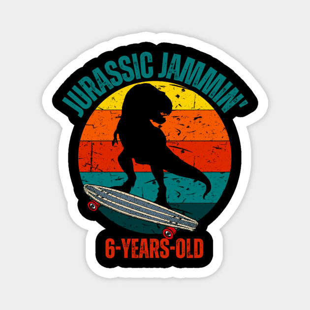 Jurassic Jammin' 6-Years-Old Boys Birthday Party Dinosaur Theme Magnet by Sams Design Room