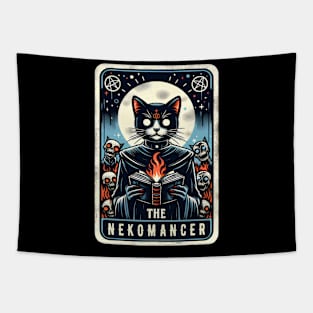 The Nekomancer Funny Necromancer Cat Fantasy Tarot Card Pun Tapestry