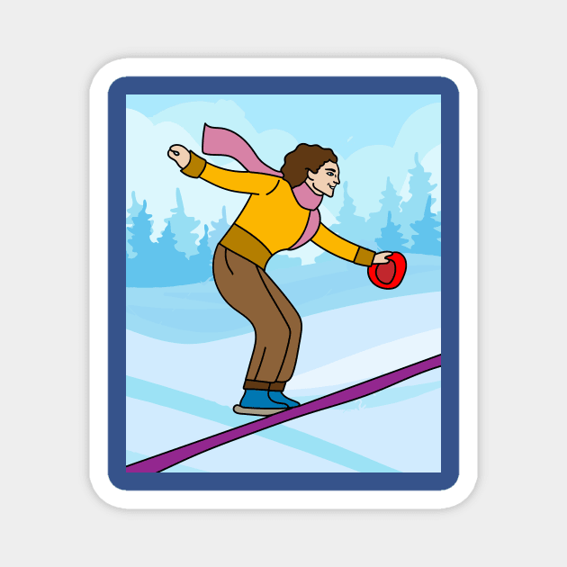 Skier Snow Mountains Extreme Sport Magnet by flofin