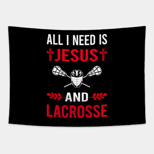 I Need Jesus And Lacrosse Tapestry