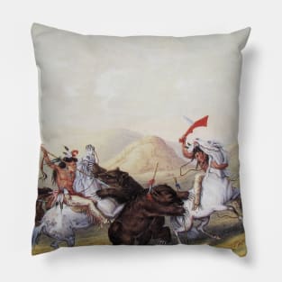 Attacking the Grizzly Bear by George Catlin Pillow