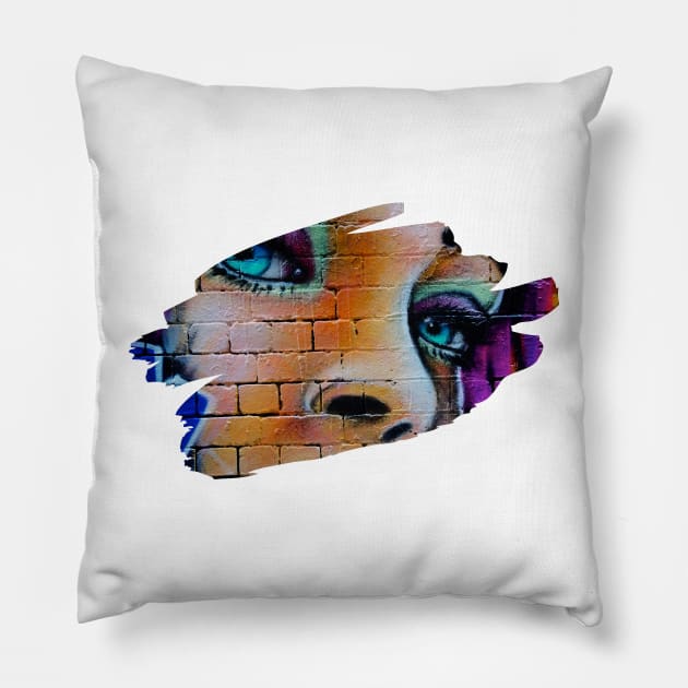 Girl Graffiti Splash Art Print Pillow by Auto-Prints