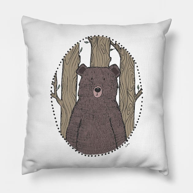 Portrait of a Bear Pillow by LauraKatMax