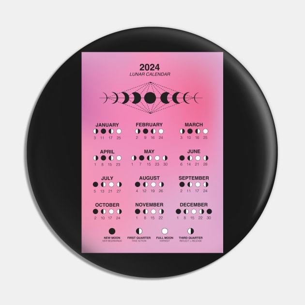 2024 Lunar Calendar, Moon Phase Calendar Pin by mystikwhale