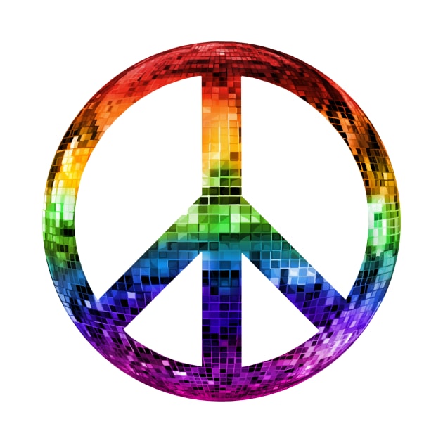 1970s Rainbow Disco Peace Sign by Art by Deborah Camp