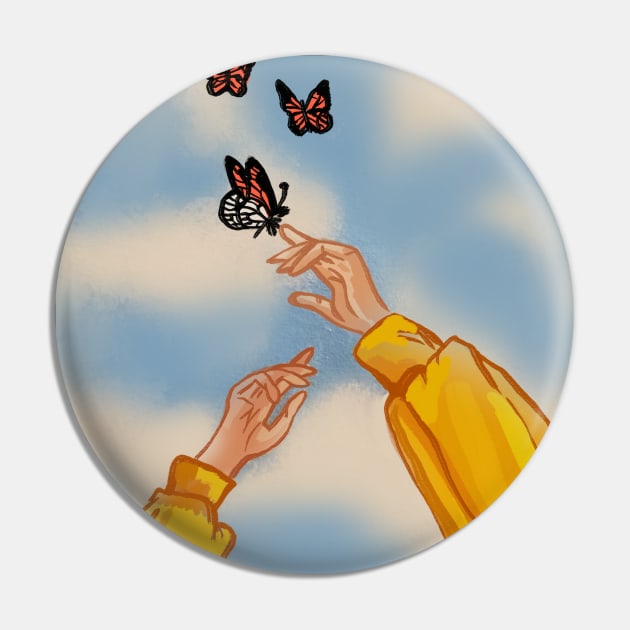 Reach out to the butterflies Pin by Art by Ergate