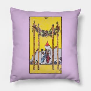 Four of wands tarot card (distressed) Pillow