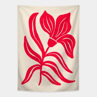 Red Stylized Tulip Tapestry