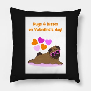 Pugs and kisses on Valentines day Pillow