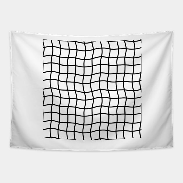 Minimal Abstract Squiggle Grid - Black Tapestry by JuneNostalgia