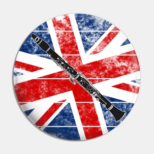 Clarinet UK Flag Britain Clarinetist British Musician Pin