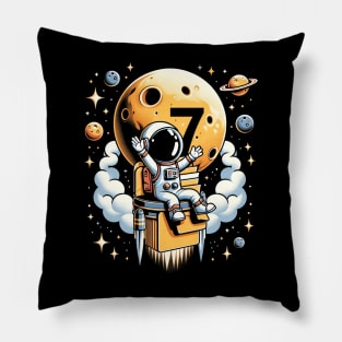 Kids 7 Years Old Birthday Boy Astronaut Gifts Space 7th B-Day Pillow