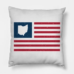 Vintage Ohio USA Flag // Retro American Flag Stars and Stripes Pillow