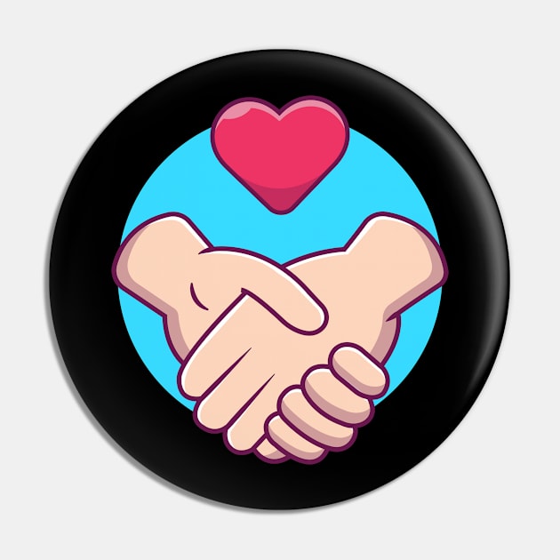 Holding hands with heart cartoon Pin by Catalyst Labs