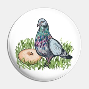 Bird and a bagel Pin