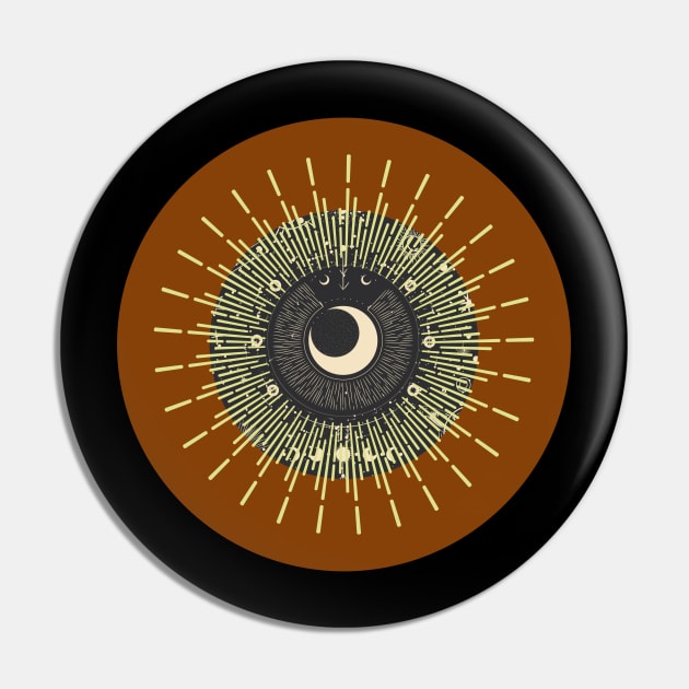 Halloween Cresent Moon, Symbols, Portents, Omens, Signs, and Fortunes - Pumpkin Orange and Black Variation Pin by SwagOMart