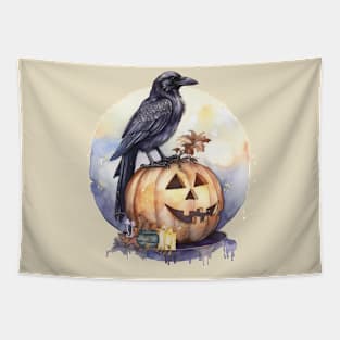 Raven on a Jack O Lantern Tapestry