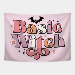 Basic Witch Cute Funny Halloween Bats Flowers Trendy Tapestry