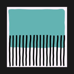 abstract black striped fence and teal blue sky T-Shirt