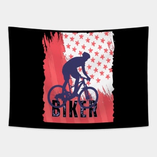 FUNNY RED BIKER FLAG USA Tapestry