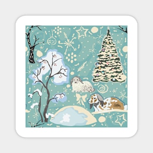 Winter Bunnies Magnet