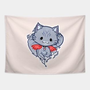 Halloween Chibi Winged Kitty - Grey Tabby Ghost Cat Tapestry