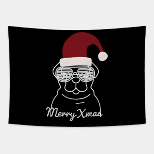 Merry Christmas pug design Tapestry