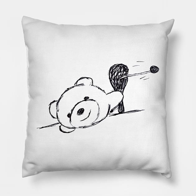 Paddle Ball Smiley Bear Pillow by SmileyBearArt