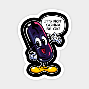 Black Pill ~ Retro Cartoon Mascot Magnet