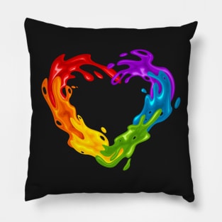 Vibrant heart-shaped splash in LGBT Colors Pillow