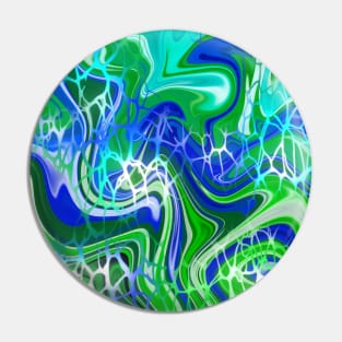 Neon Amazonite, digital fluid pour with cells Pin