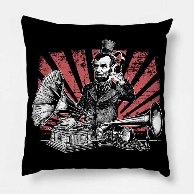 DJ Abraham Lincoln (Version 2) Pillow by UselessRob