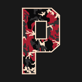 Initial Capital Letter P Camo Alphabet Gift Women Men Boys Girls T-Shirt