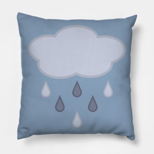 Rainy Day Rain Cloud in Blue Pillow