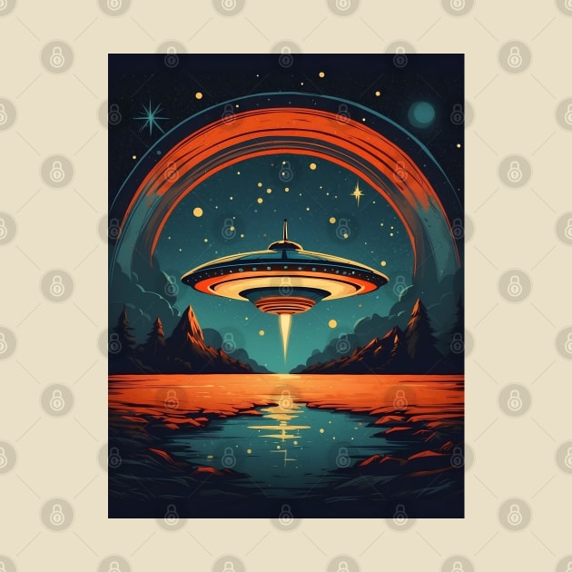 Beautiful Starry Night UFO Invasion by VivaLaRetro