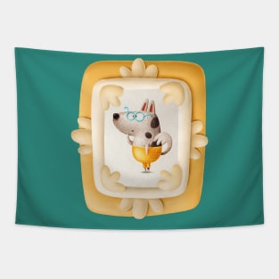 Cute smart dog in frame Tapestry