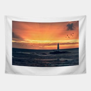 St Marys lighthouse Sunrise Tapestry