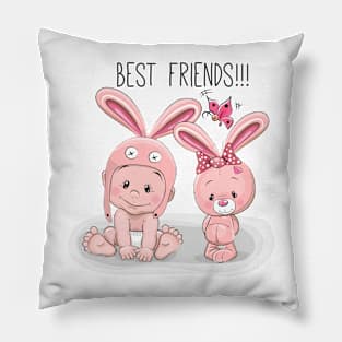 Two beautiful kids are best friends Pillow