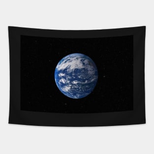 Planet Earth against dark starry sky Tapestry