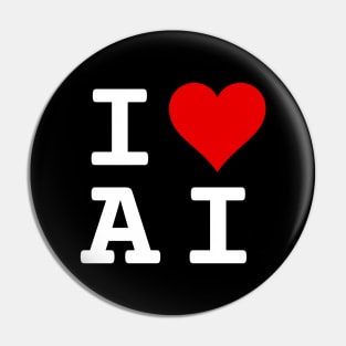 I Love AI | Stylized Abbreviation Heart Logo White Pin