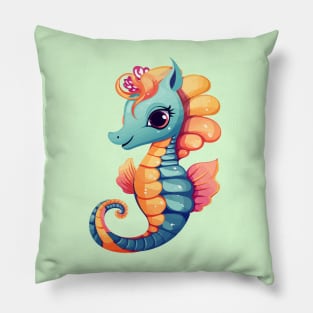 cute seahorse cartoon Pillow